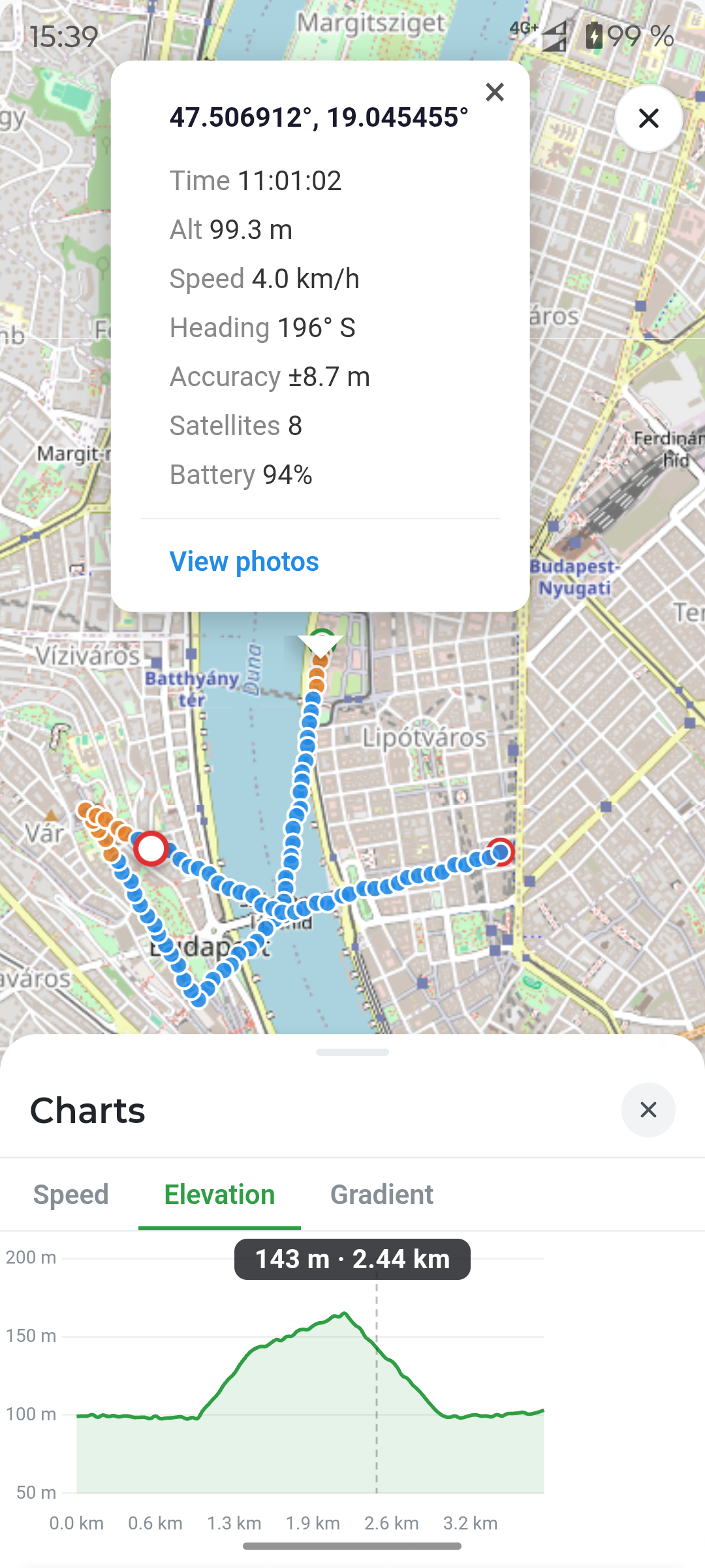 Elevation chart with cursor synced to the map