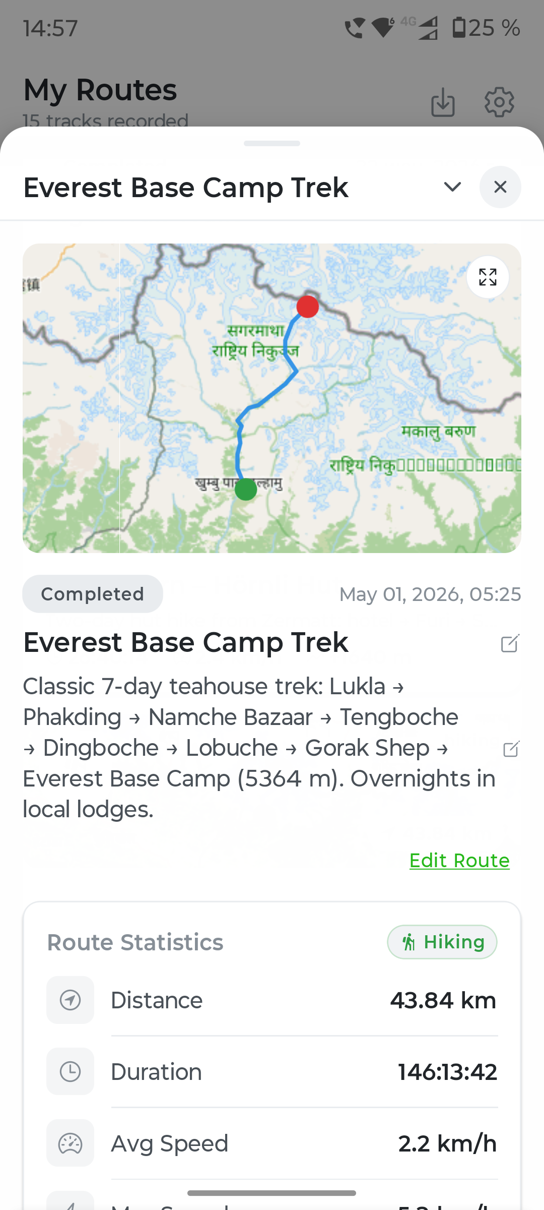 Everest Base Camp route recorded in Fresca
