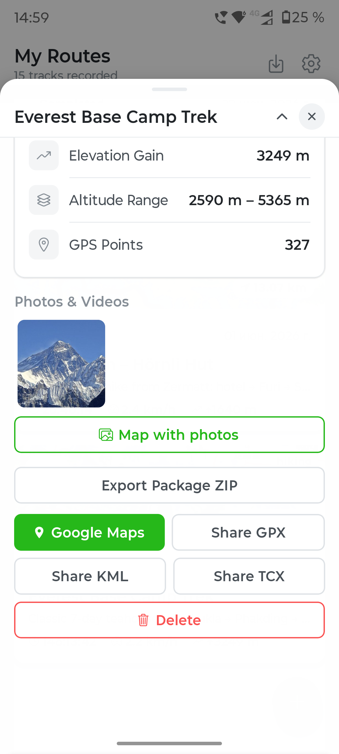 Everest Base Camp elevation and chart detail